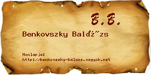 Benkovszky Balázs névjegykártya